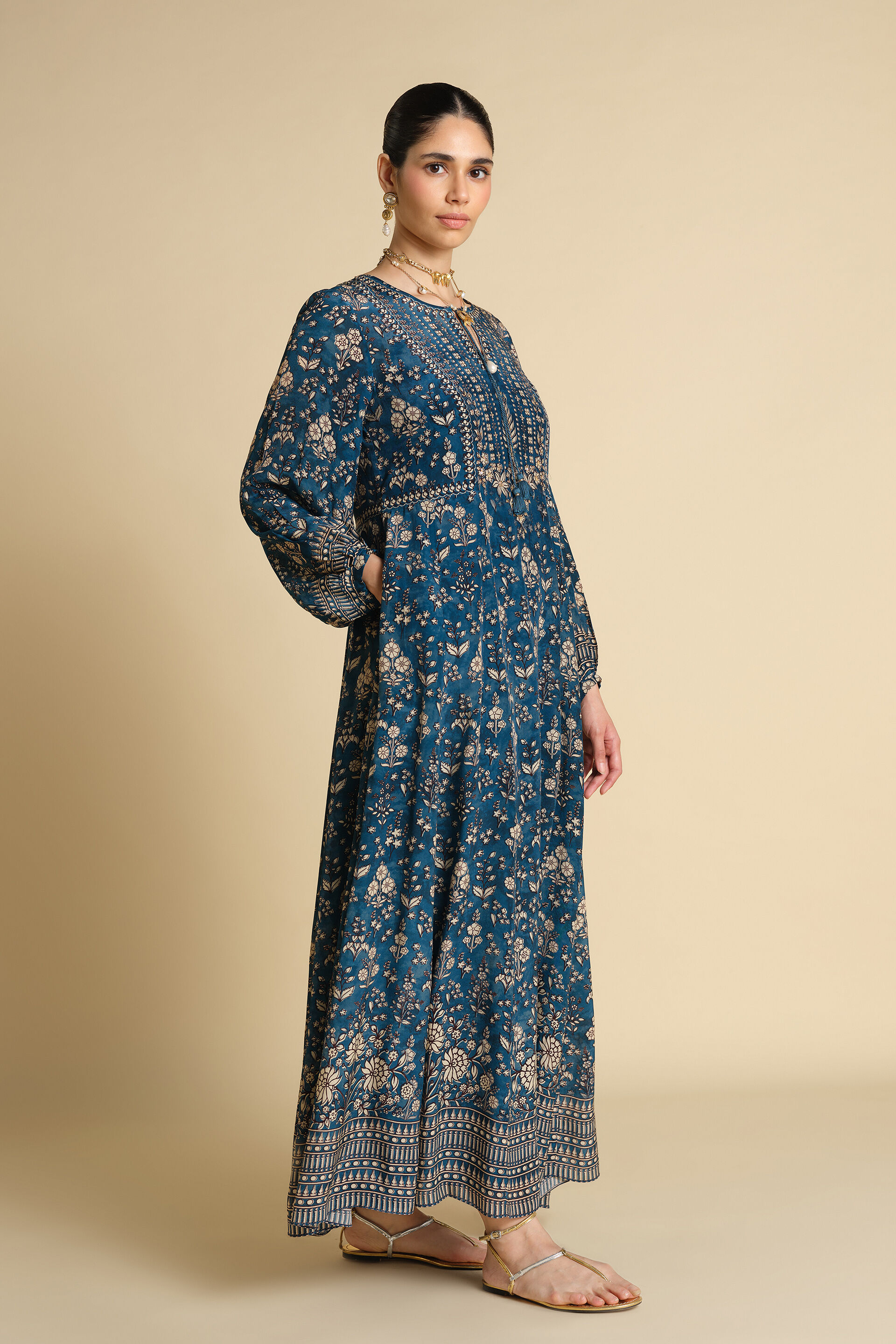 Niral Printed Kaftan - Blue, Blue, image 3